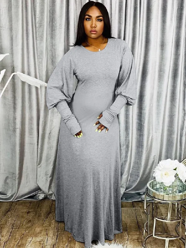 Plus Size Casual Puff Sleeve Maxi Dresses Elegant Sleeveless Maxi Dress