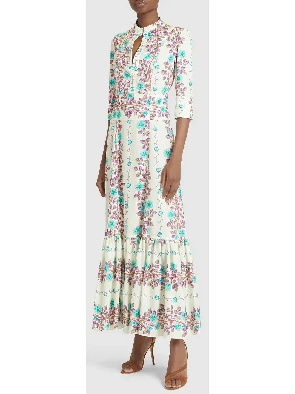 Printed Cotton Maxi Dress Comfortable Maxi Dress with Slits