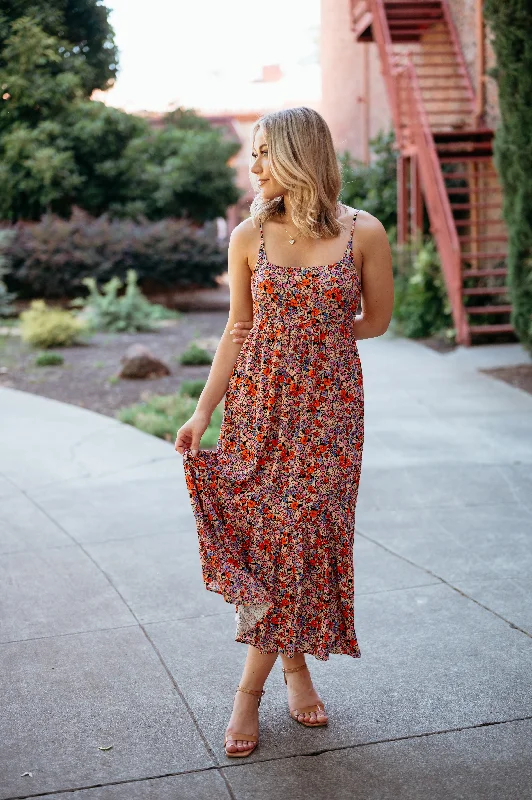 Rennee Floral Tiered Maxi Dress Elegant Maxi Dress with Drapes