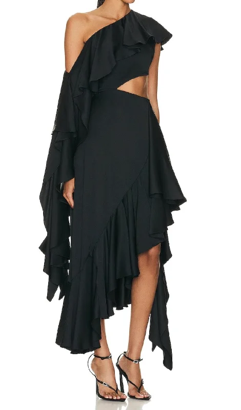 RUFFLES ASYMMETRICAL MAXI DRESS Classic Strapless Maxi Dress