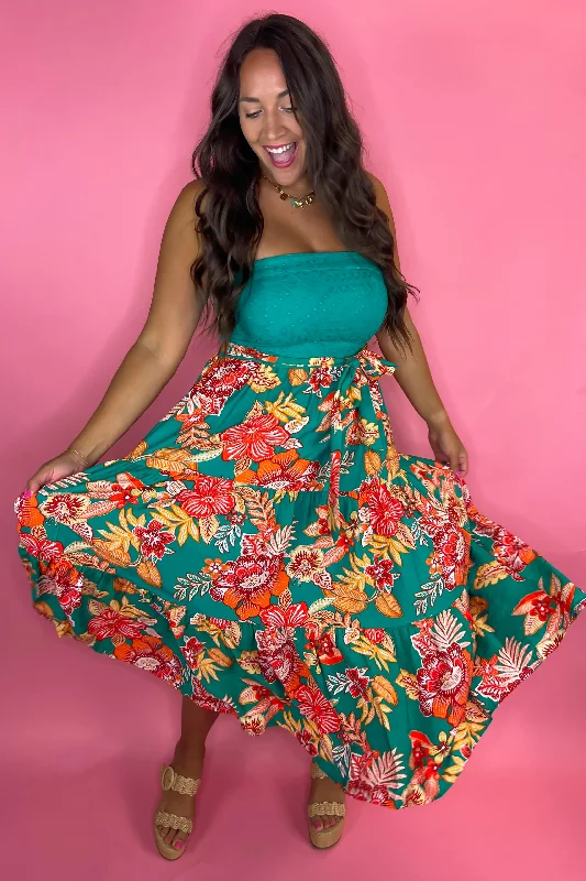 Sacred Hearts Green Maxi Dress Trendy Ruffled Maxi Dress