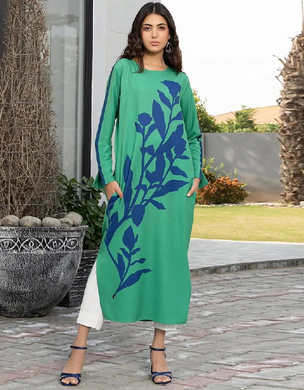 Sea Green Latest Printed Maxi Dress Fashionable Button-Down Maxi Dress