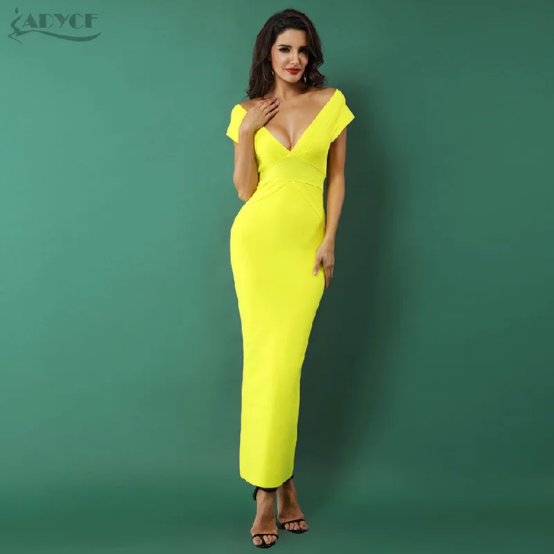 Sexy Yellow Sleeveless  V Neck Woman Maxi Dress Chic Boho Print Maxi Dress