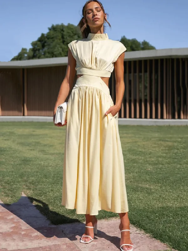 Sleevelesss Cut Out Bodycon Maxi Dresses Chic Summer Floral Maxi Dress