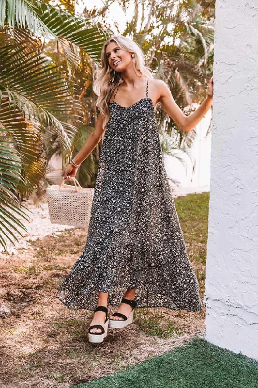 Slip Into Floral Maxi Dress Comfortable Long-Sleeve Maxi Dress