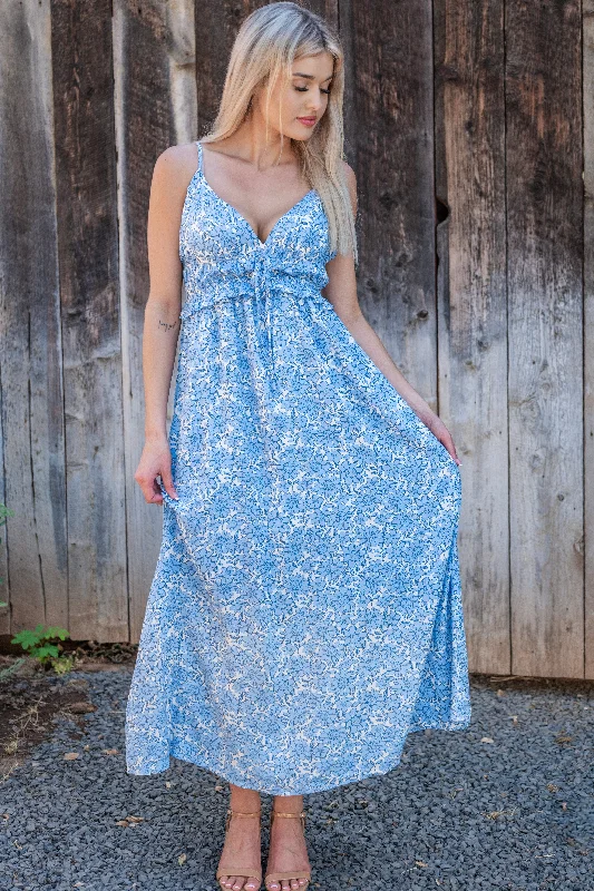Spaghetti Strap Floral Maxi Dress Comfortable Maxi Dress with Slits