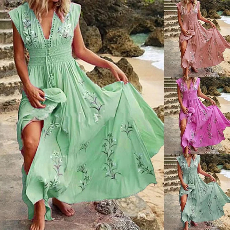 Women Maxi Dress Sleeveless V Neck Floral Print Large Hem Long Dress Boho Lady Sleeveless Party Beach Dresses Vestidos 2023 New Fashionable Chiffon Maxi Dress Women Maxi Dress Sleeveless V Neck Floral Print Large Hem Long Dress Boho Lady Sleeveless Party Beach Dresses Vestidos 2023 New Fashionable Chiffon Maxi Dress