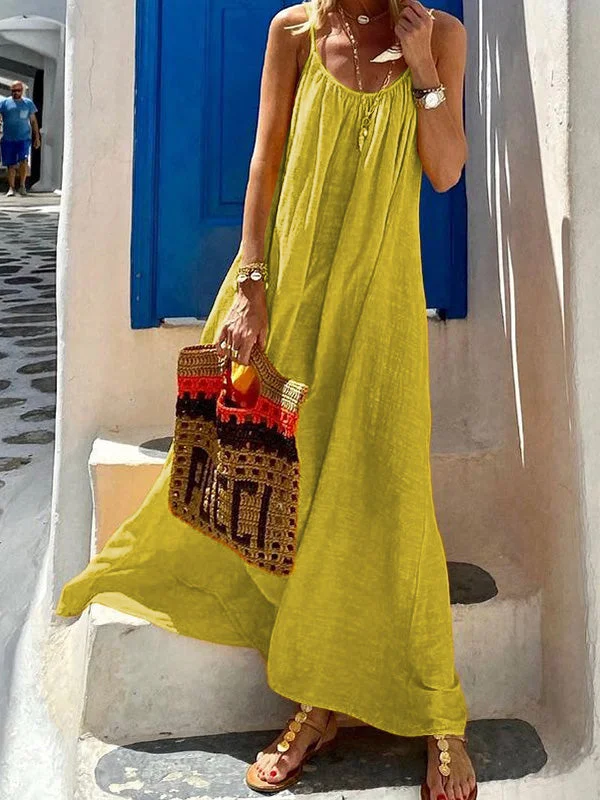 Women's Dresses Suspender Backless Bohemian Maxi Dress Stylish Boho Maxi Dress
