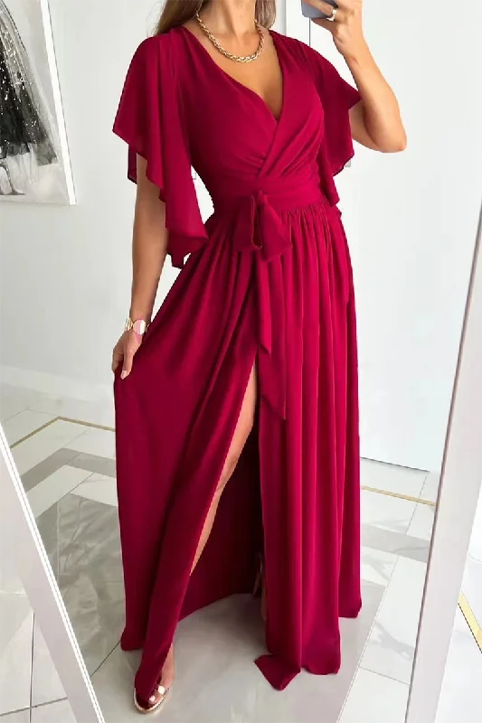 You're Enough Ruffles Sleeve Maxi Dress Chic Boho Print Maxi Dress