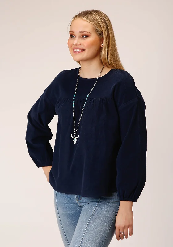 WOMENS LONG SLEEVE CORDUROY VELOUR LONG SLEEVE   BLOUSE Frilled Cuff Blouse