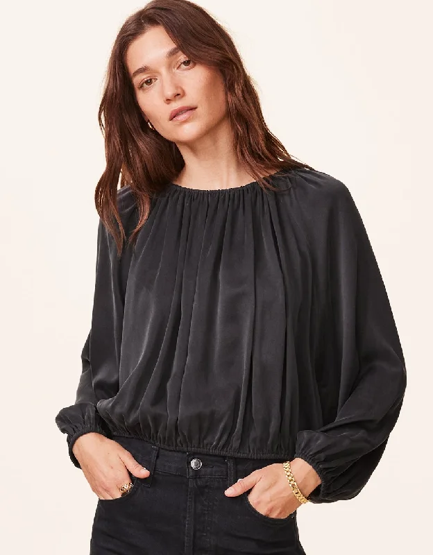 unsubscribed silk charmeuse balloon blouse Silky Draped Blouse