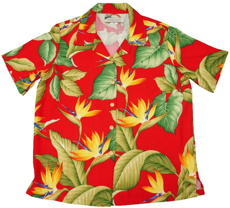 Airbrush Bird of Paradise II Women's Hawaiian Camp Shirt