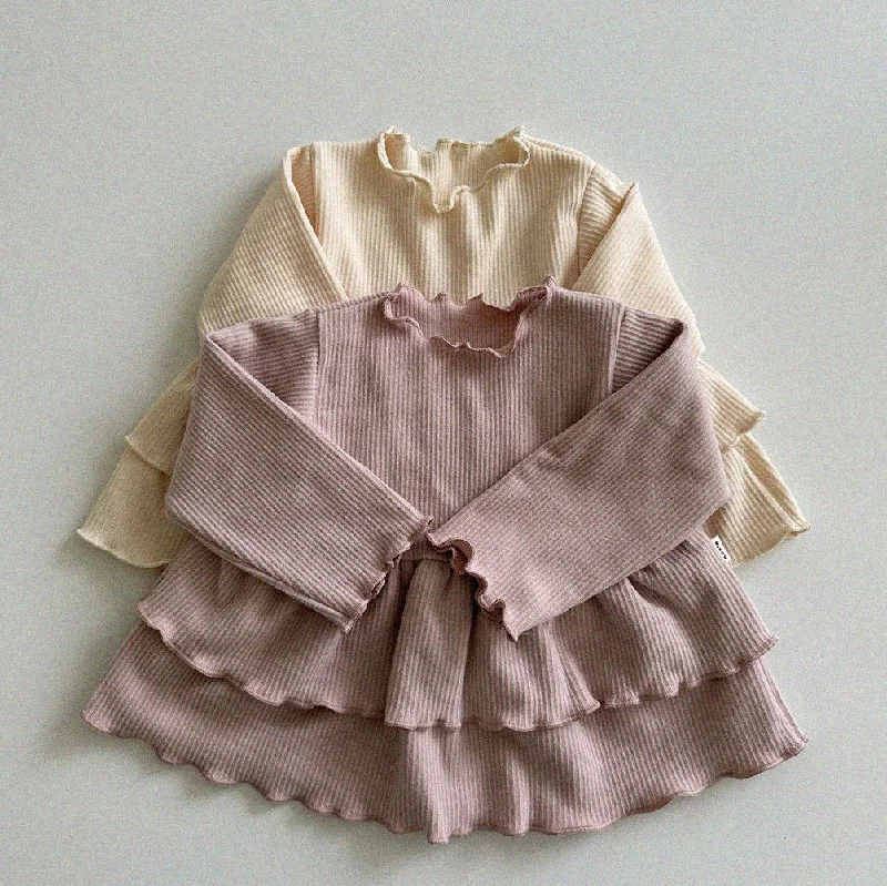 Baby Toddler Aosta W24 Lettuce-edge Ribbed Double Layer Blouse (3m-5y) - 2 Colors Frilled Cuff Blouse Baby Toddler Aosta W24 Lettuce-edge Ribbed Double Layer Blouse (3m-5y) - 2 Colors Frilled Cuff Blouse