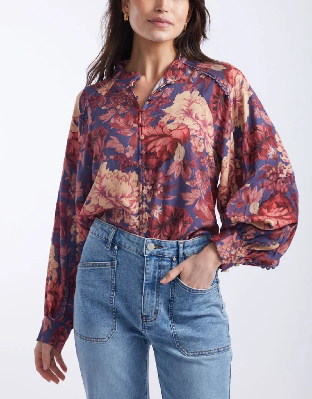 Berry Kiss Blouse - Floral Smart Casual Blouse