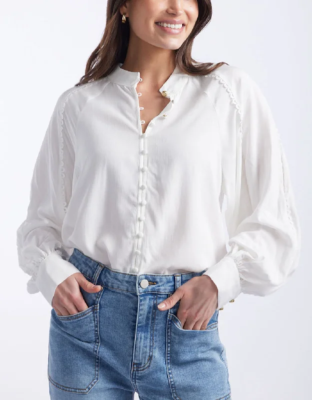 Berry Kiss Blouse - Ivory Elegant Silk Blouse