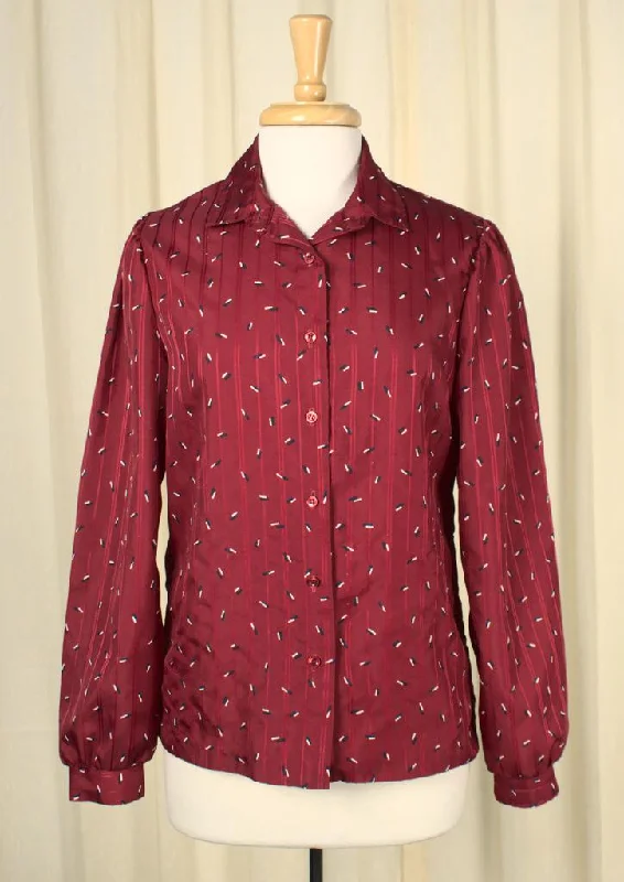 70s does 1940s Confetti Blouse Office Formal Blouse