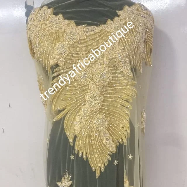 Back in stock Champagn/gold Heavily-beaded/crystal stones net George for making blouses. Popularly use by Igbo/Delta/edo women for big Occasions. Comes in 1.8yds lenght already design for your beautiful celebrant blouse Chic Ruffle Blouse Back in stock Champagn/gold Heavily-beaded/crystal stones net George for making blouses. Popularly use by Igbo/Delta/edo women for big Occasions. Comes in 1.8yds lenght already design for your beautiful celebrant blouse Chic Ruffle Blouse