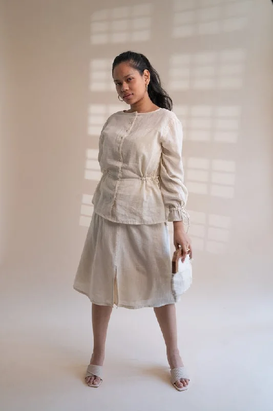 Dawning Peplum Blouse Elegant Semi-Sheer Blouse