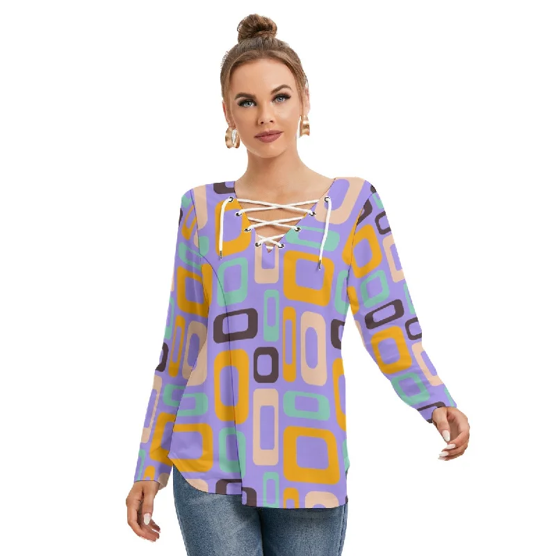 Chic Geometric Tie Blouse Soft Modal Blouse