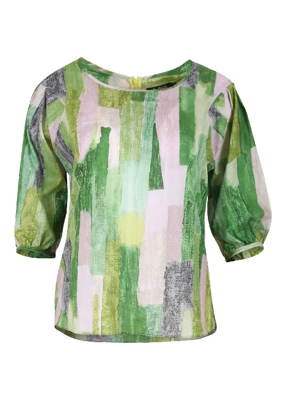 Providencia Blouse Mountain Green in Cotton Elegant Office Blouse