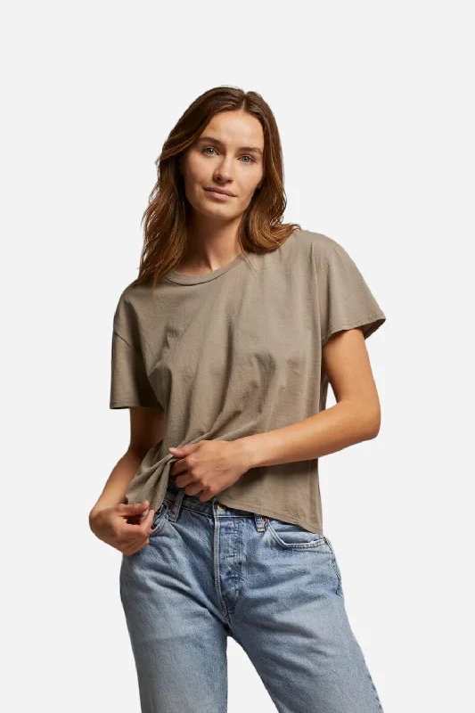 Perfect White Tee Harley Cotton Boxy Crew in Mushroom