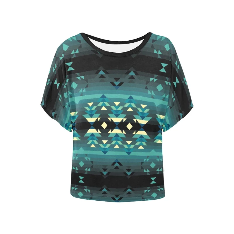 Inspire Green Women's Batwing-Sleeved Blouse T shirt Balloon Sleeve Blouse