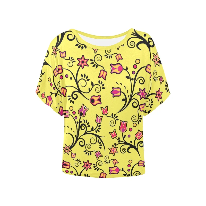 Key Lime Star Women's Batwing-Sleeved Blouse T shirt Feminine Ruffle Blouse