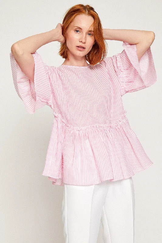 Pink Blouse Feminine Satin Blouse