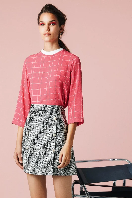Women Pink Blouse High Neck Blouse