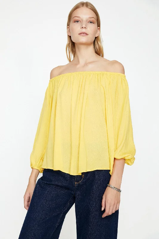 Women Yellow Blouse Soft Knit Blouse