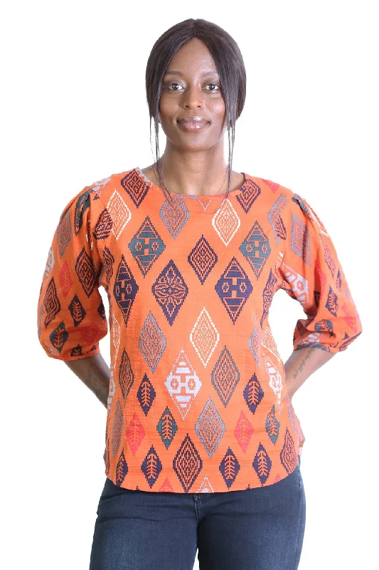 Maya Blouse Orange Soft Satin Blouse