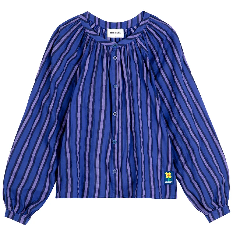 Multi Stripes Puff Sleeve Blouse by Bobo Choses Womenswear Gathered Detail Blouse