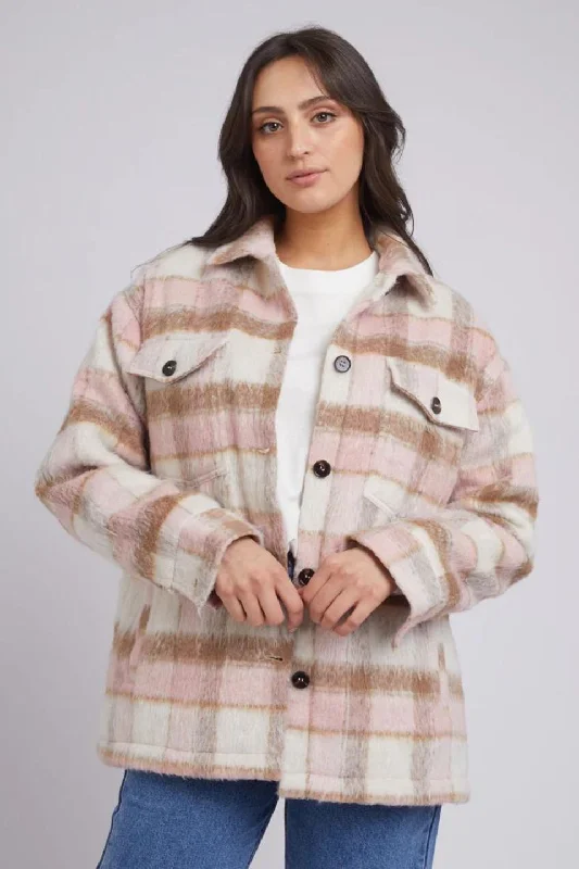 Nina Pink Check Shacket Modern Oversized Blouse