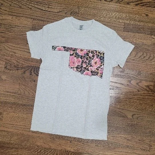 Oklahoma Flower Map Tee