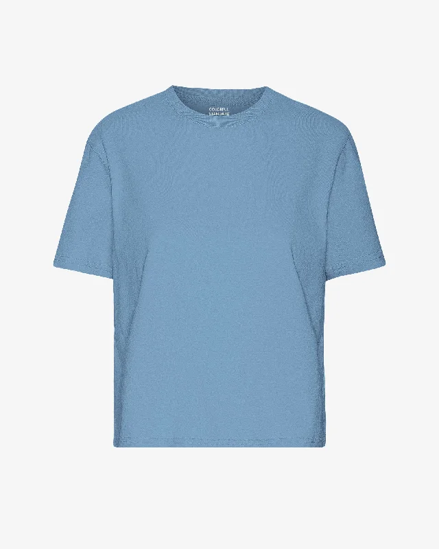 Organic Boxy Crop Tee - Seaside Blue