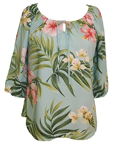 RJC Womens Pale Hibiscus Orchid Peasant Blouse Office Formal Blouse