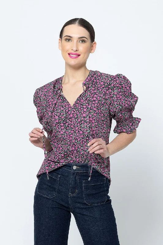 Seeking Lola Honey Blouse - Plum Petal Frilled Cuff Blouse