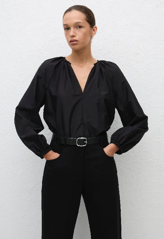 Voluminous Blouse - Black Soft Knit Blouse