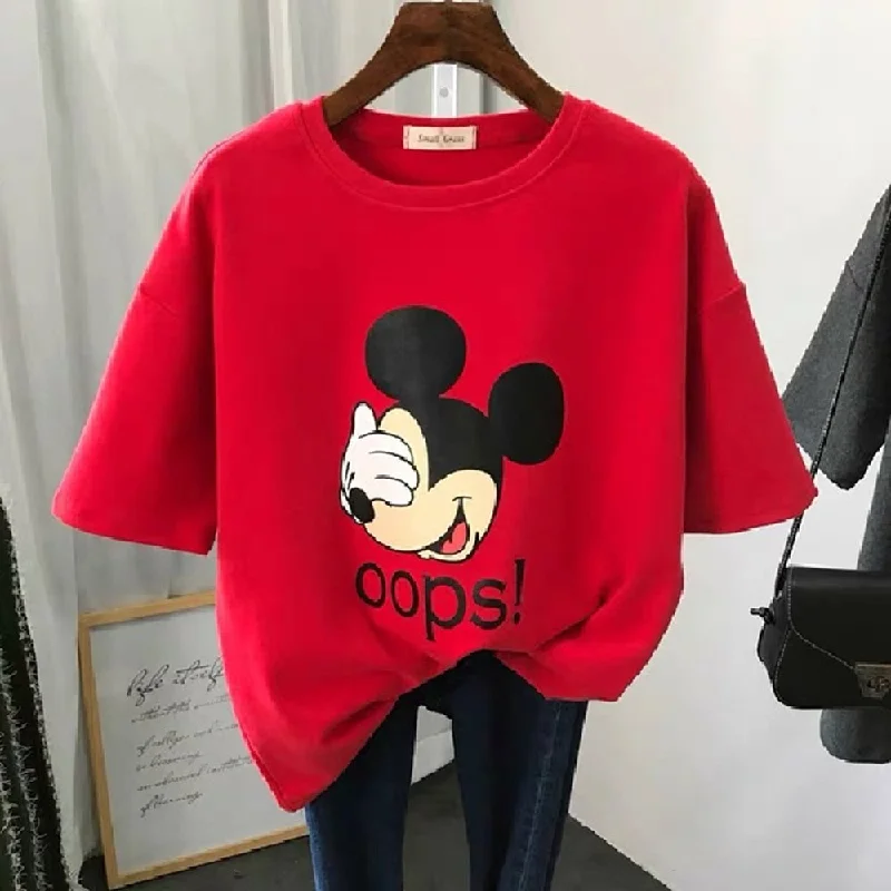 Women kawaii style mickey mouse printed Tshirt Streetwear Plus Size Loose Female tops tee girl Harajuku Clothes Short Sleeve