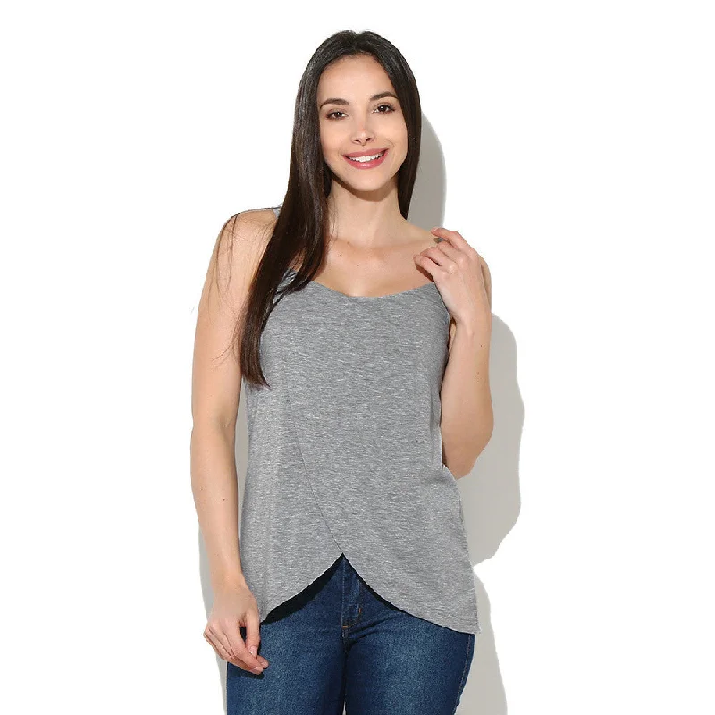 Women Solid Irregular Sleeveless Tank Tops Crop Tops Blouse Chic Ruffle Blouse