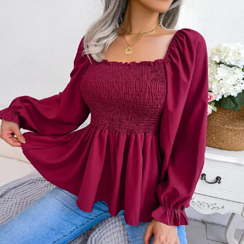 Womens Loose Fit Chiffon Blouse Modern Work Blouse