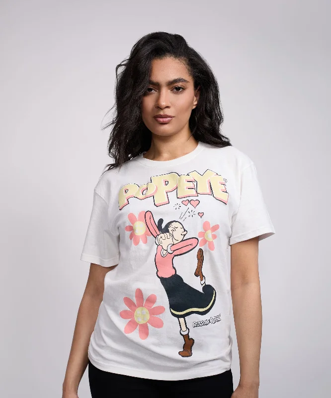 Womens Popeye Olive Oyl Short Sleeve Tee - White