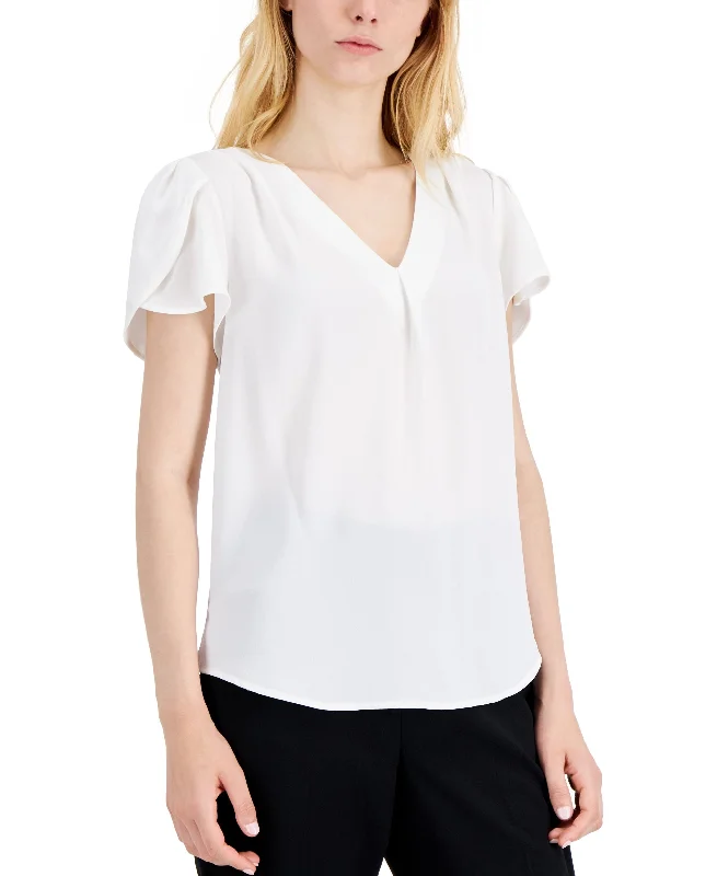 Women's Tulip-Sleeve Blouse Classic Striped Blouse