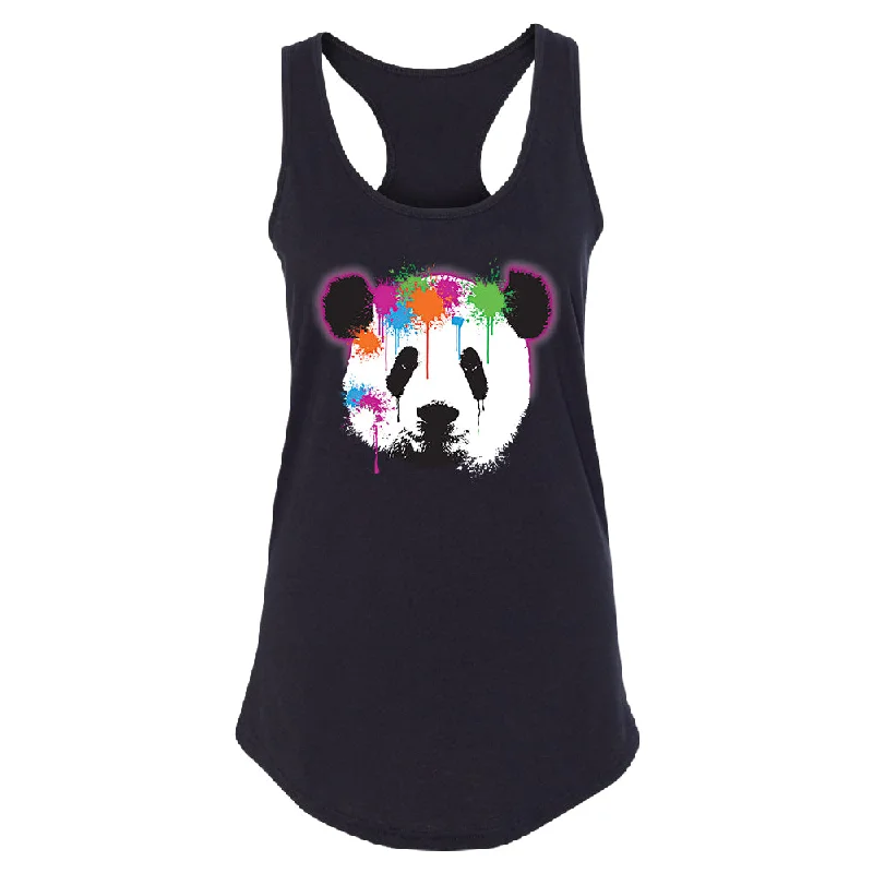 Zexpa Apparel™ Funny Neon Panda Head Colored Women's Racerback Souvenir Shirt