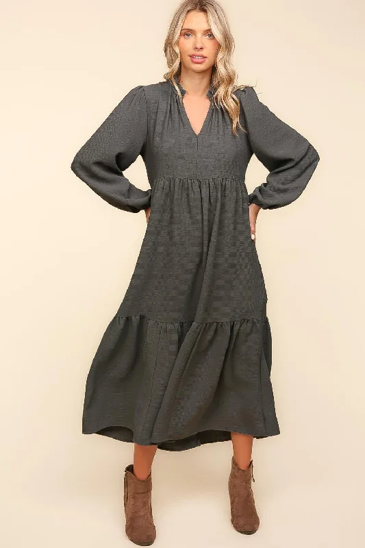 ASH BABYDOLL WOVEN MAXI DRESS WITH SIDE POCKETS