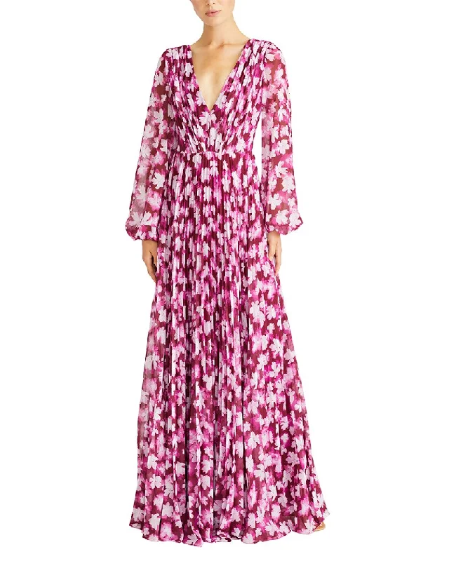 Ml Monique Lhuillier Melanie Chiffon Maxi Dress