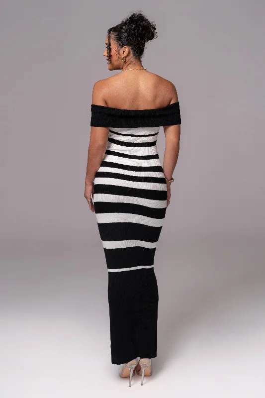 Black/Ivory Striped Custom  Maxi Dress