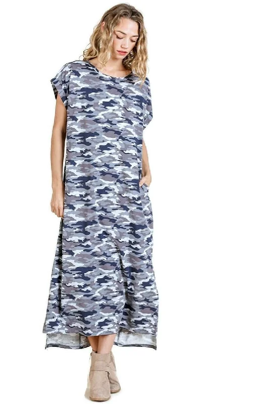 Camo Maxi Dress, Grey