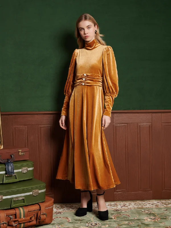 Citrine Velvet Maxi Dress