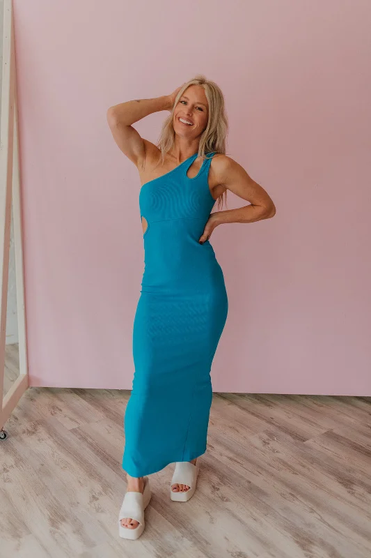 Definite Keeper Aqua Cut Out Maxi Dress